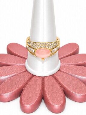 Bomb Party NWT Ring  Size 9  Lab Created Rose Quartz